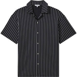 REISS NEPTUNE Ribbed Striped Cuban Collar Shirt